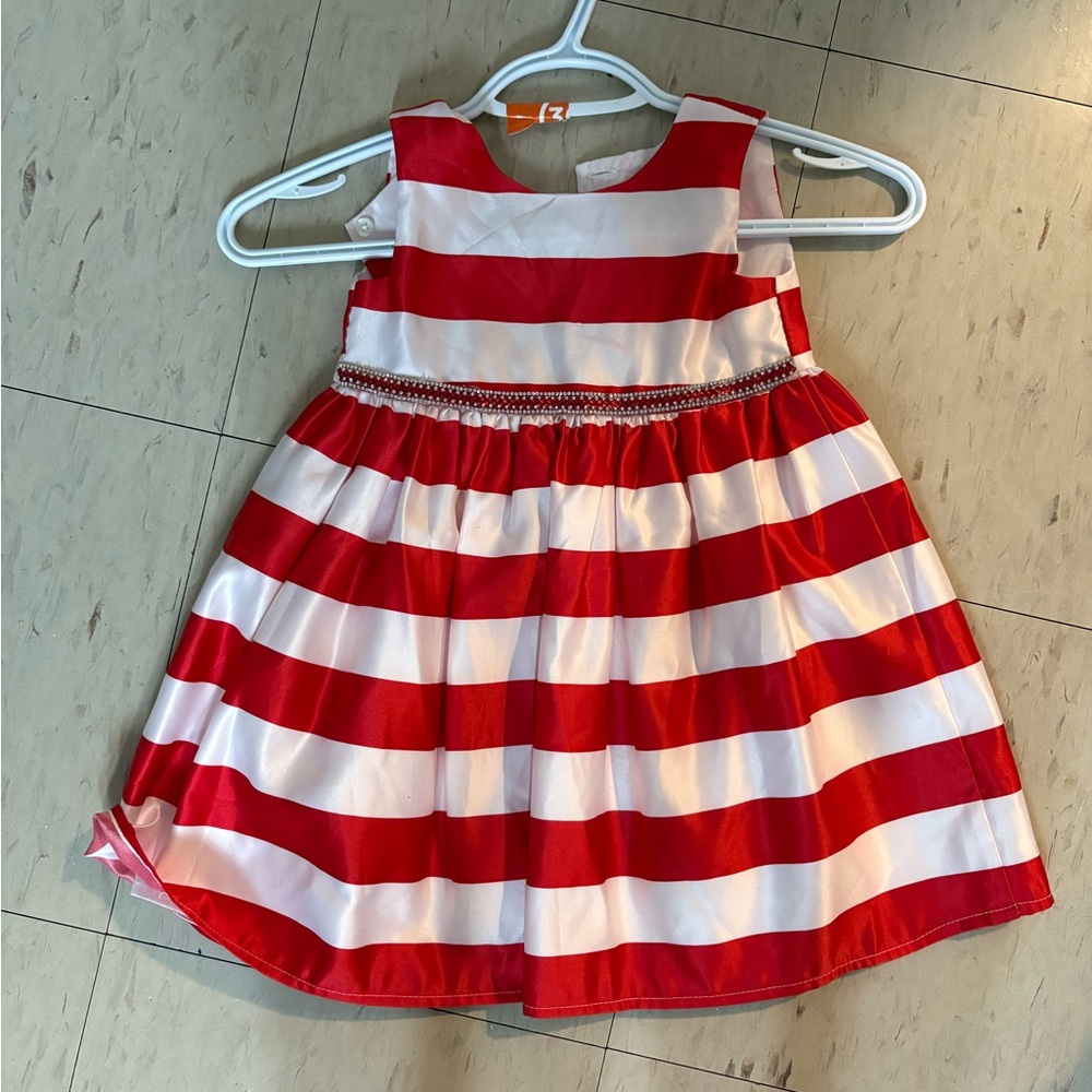 Red and White Striped Kids Formal Dress